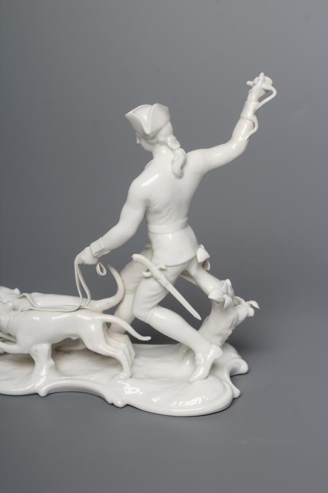 TWO NYMPHENBURG BLANC-DE-CHINE PORCELAIN "FRANKENTHAL HUNT" FIGURES Image