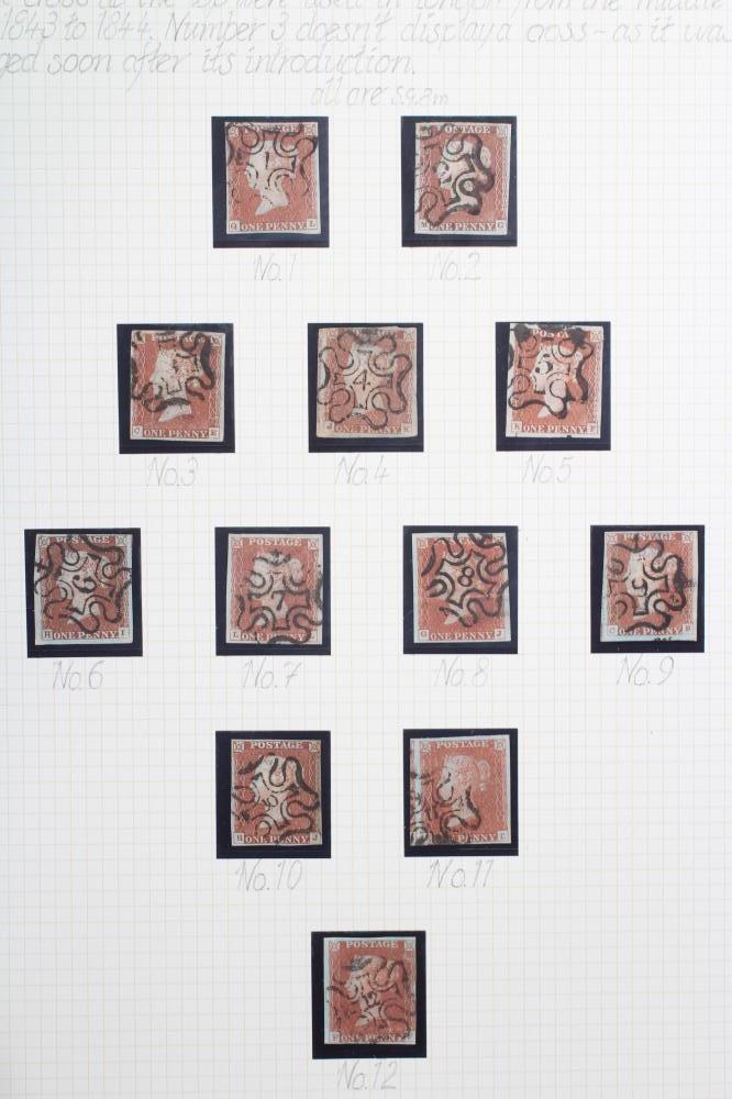 COLLECTION OF 1841 PENNY REDS with numbers in MX, variable margins (Est. plus 24% premium inc. VAT) Image