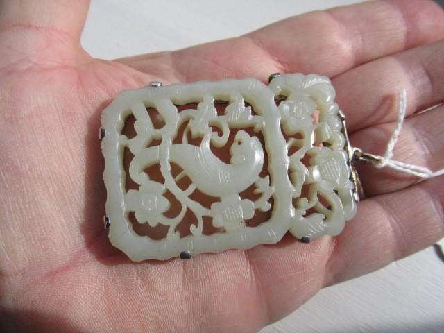 A CHINESE JADE OBLONG DOUBLE SIDED PANEL Image