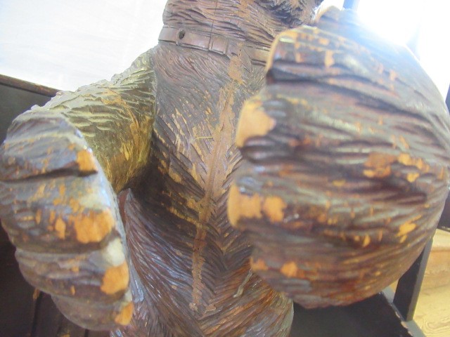 A CARVED WOOD BLACK FOREST BEAR STICK STAND Image