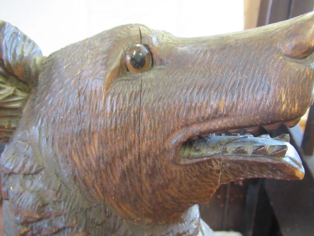 A CARVED WOOD BLACK FOREST BEAR STICK STAND Image