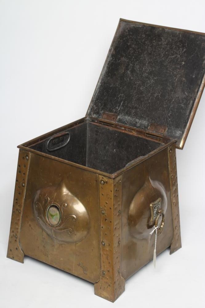 AN ARTS AND CRAFTS STYLE BRASS COAL BOX Image