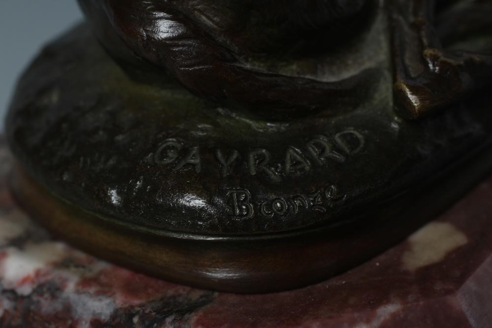 AFTER PAUL J. R. GAYRARD (French 1807-1855) Reclining Deer Hound, signed bronze, brown patination, Image