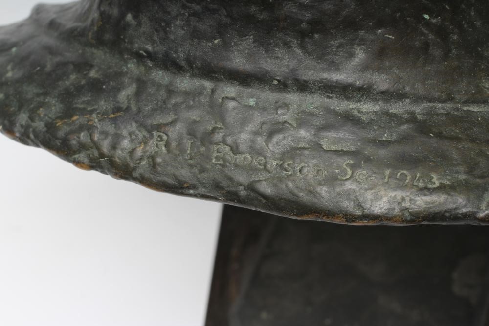AFTER ROBERT JACKSON EMERSON (1878-1944) Head of a Man, bronze, signed and dated 1943, green Image
