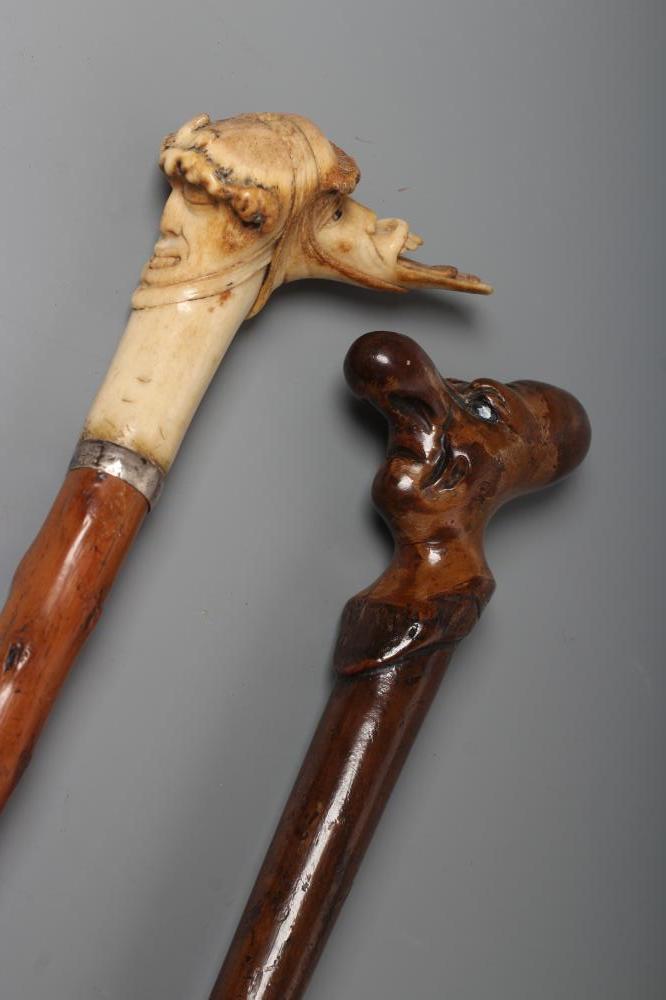 TWO GROTESQUE NOVELTY WALKING CANES Image