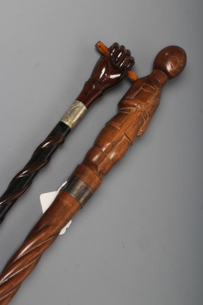 TWO TWIST CARVED WALKING CANES Image