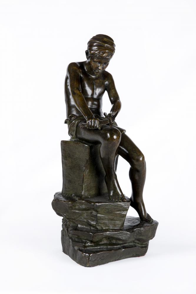AFTER RAUL XAVIER (Portuguese 1894-1964) "La Premier Fleche", bronze, signed, green patination, Image