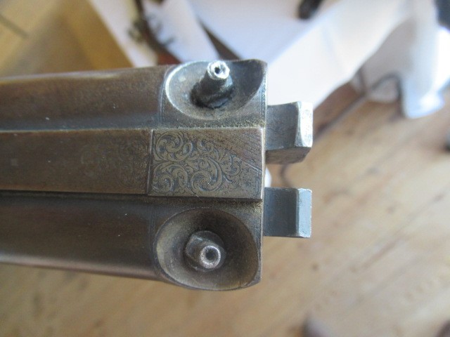 A WILLIAMS & POWELL PERCUSSION 14 BORE DOUBLE BARRELLED SHOTGUN Image