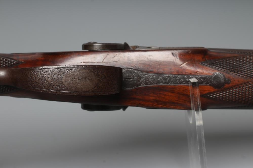 A WILLIAMS & POWELL PERCUSSION 14 BORE DOUBLE BARRELLED SHOTGUN Image