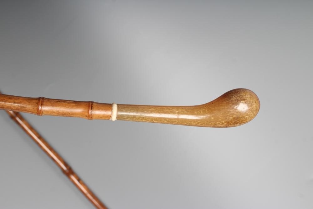 A SWORD CANE, early 20th century, with 21 1/4" square section blade, bamboo shaft, bone ferrule and Image