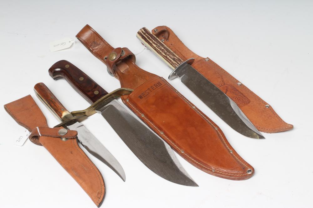 THREE 20TH CENTURY BOWIE KNIVES comprising a Western W49 with 9 3/8" blade Image