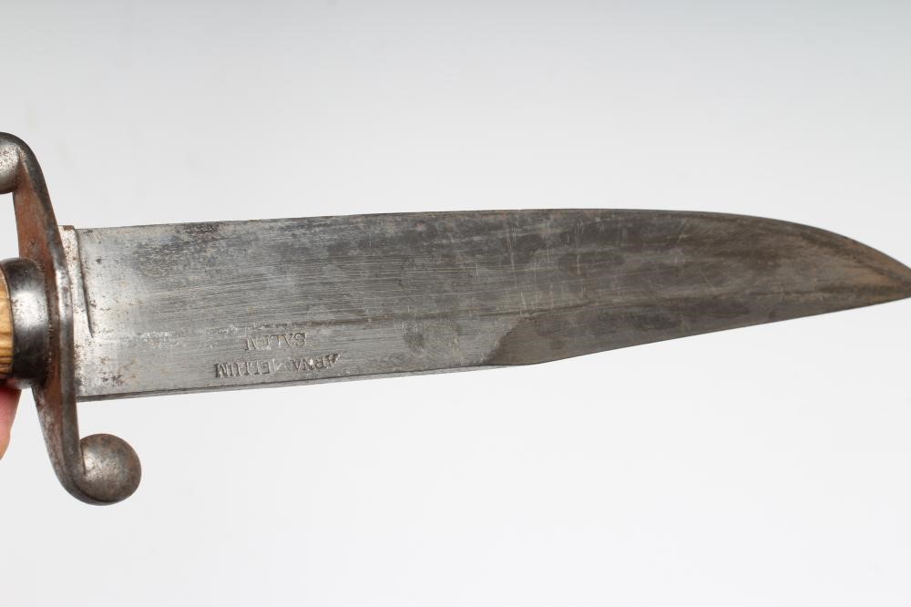 AN ARNACHELLUM SALEM BOWIE KNIFE, 19th century, the 8" blade bearing maker's name, steel S guard, Image