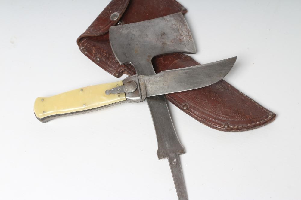 A KA BAR SURVIVAL AXE KNIFE with 4 5/8" Union Cutlery Co. knife blade Image