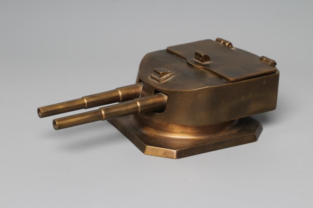AN "HELGOLAND" BATTLESHIP GUN TURRET INK WELL cast from an ex-surrendered German Battleship by Image