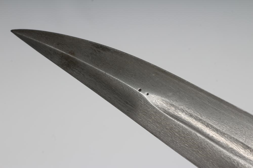 A MUGHAL TYPE DAGGER, the 10 1/8" serpentine blade inlaid with gold metal flowers, the typical jade Image