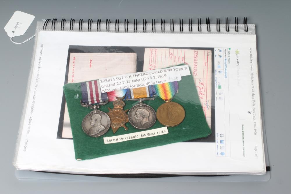 A FAMILY OF FIRST WORLD WAR MEDALS awarded to Sgt. Henry H. Threadgold Image