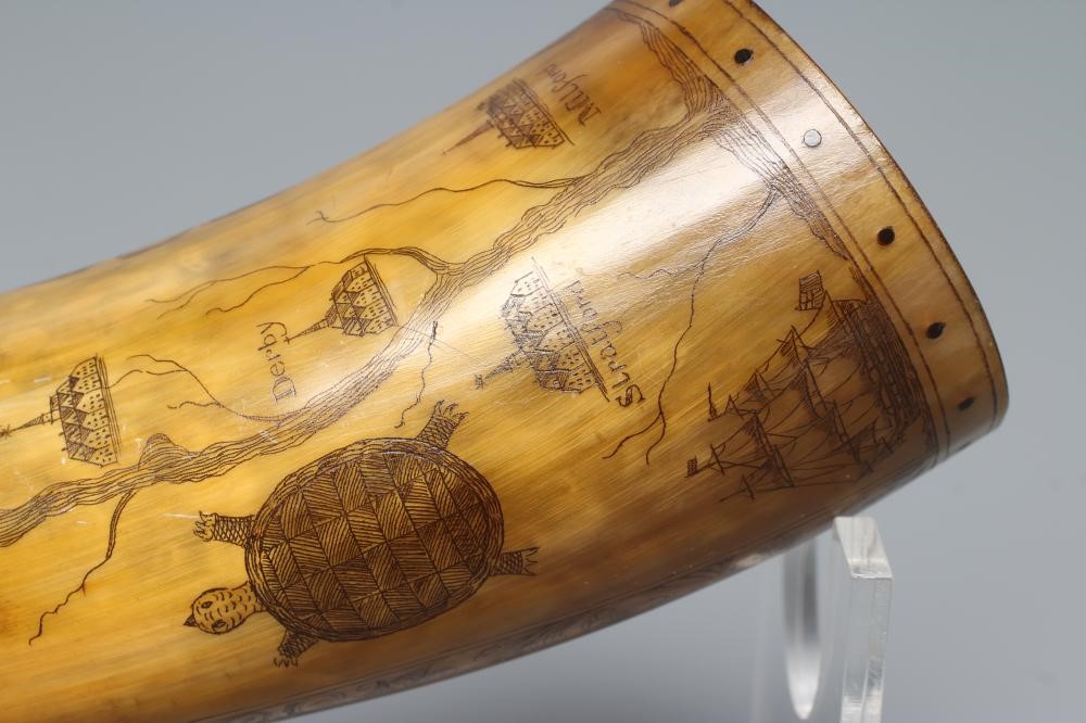 A HORN POWDER FLASK Image