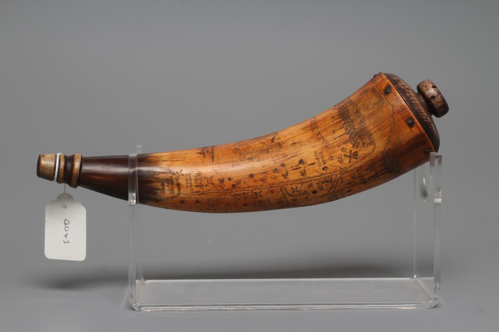 A HORN POWDER FLASK Image