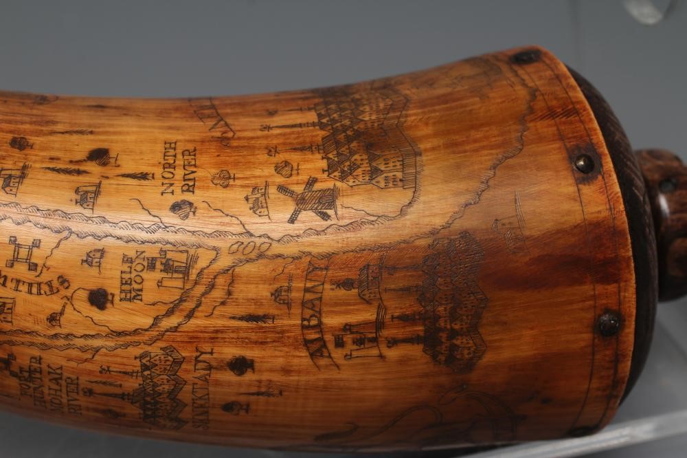 A HORN POWDER FLASK Image