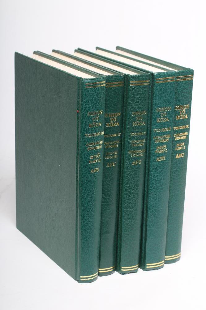 FIVE VOLUMES NIHON TO KOZA, AFU, Japanese Swords, all bound in green (Est. plus 24% premium inc. Image