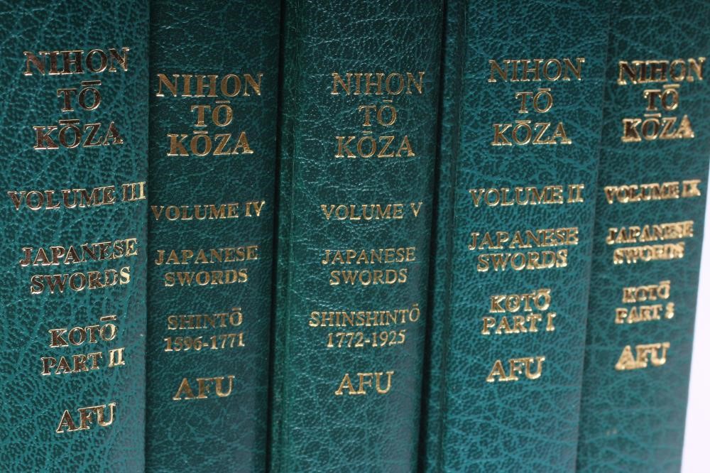 FIVE VOLUMES NIHON TO KOZA, AFU, Japanese Swords, all bound in green (Est. plus 24% premium inc. Image