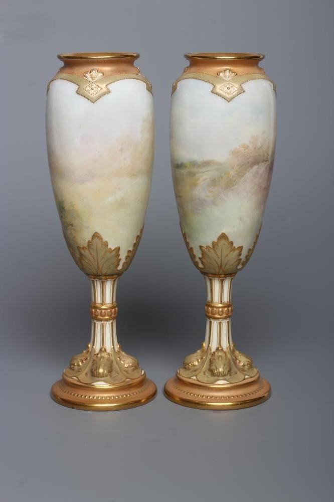 A PAIR OF ROYAL DOULTON CHINA GARNITURE VASES Image