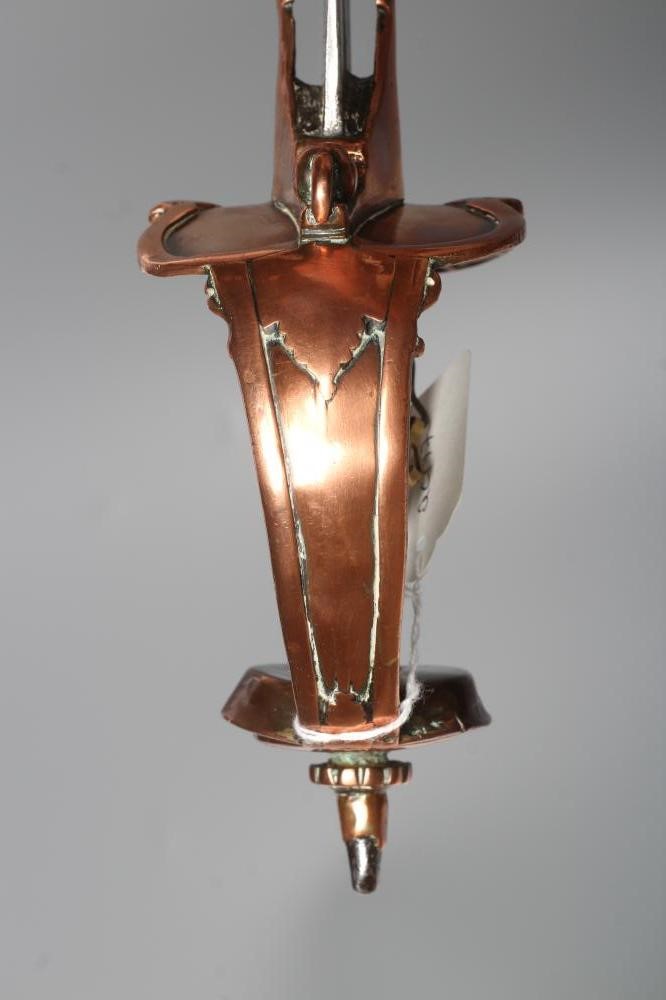 AN INDIAN TALWAR, possibly early 19th century, with 29 1/2" curved thick blade, brass and steel hilt Image