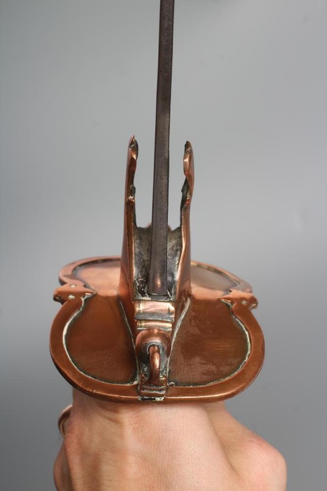 AN INDIAN TALWAR, possibly early 19th century, with 29 1/2" curved thick blade, brass and steel hilt Image