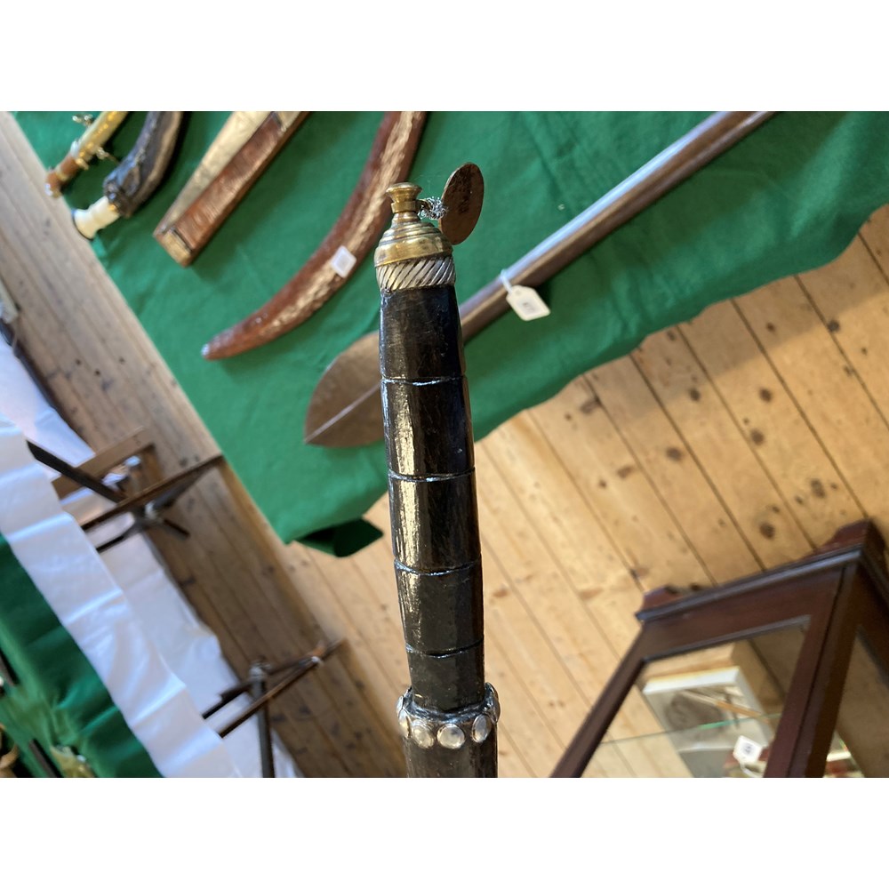 A DHAL SHIELD, with four central bosses, niello like floral decoration and painted interior, Image