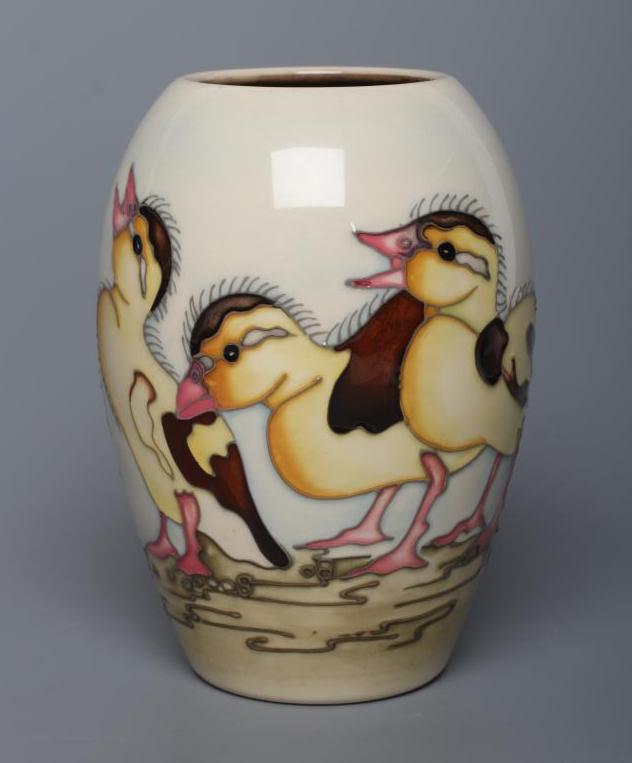 A MOORCROFT POTTERY SPRING DUCKLINGS PATTERN VASE Image