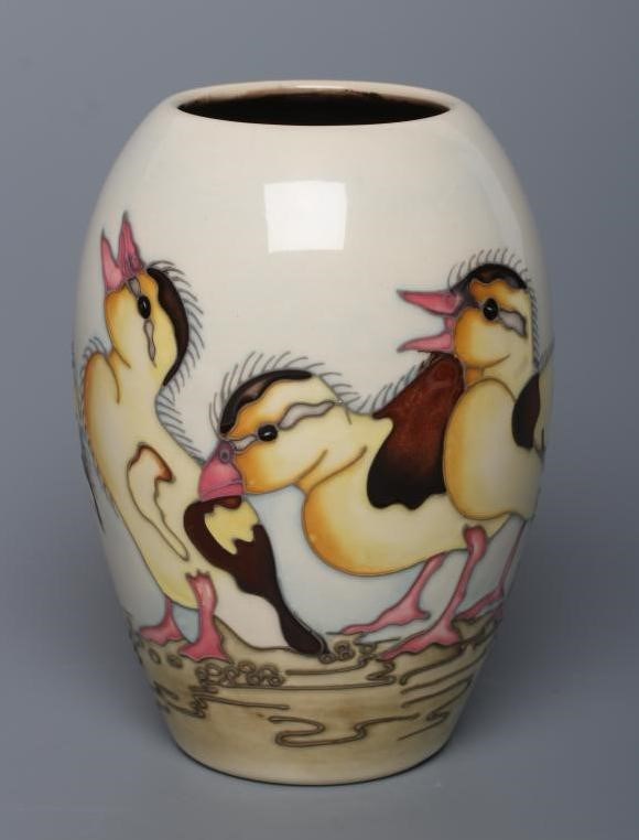 A MOORCROFT POTTERY SPRING DUCKLINGS PATTERN VASE Image