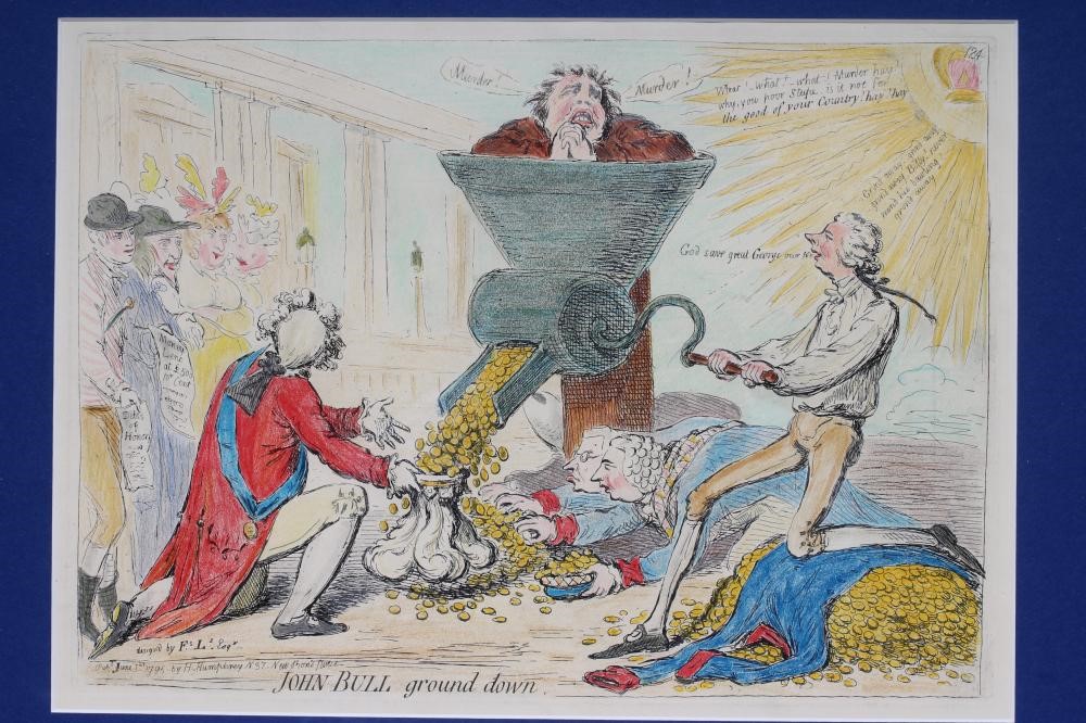 JAMES GILLRAY (1757-1815) "John Bull Ground Down", (1850) Image