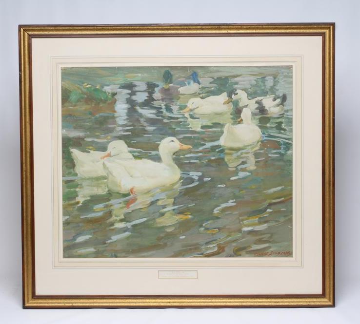 CHARLES WALTER SIMPSON R.I. (1885-1971) "Ducks" Image