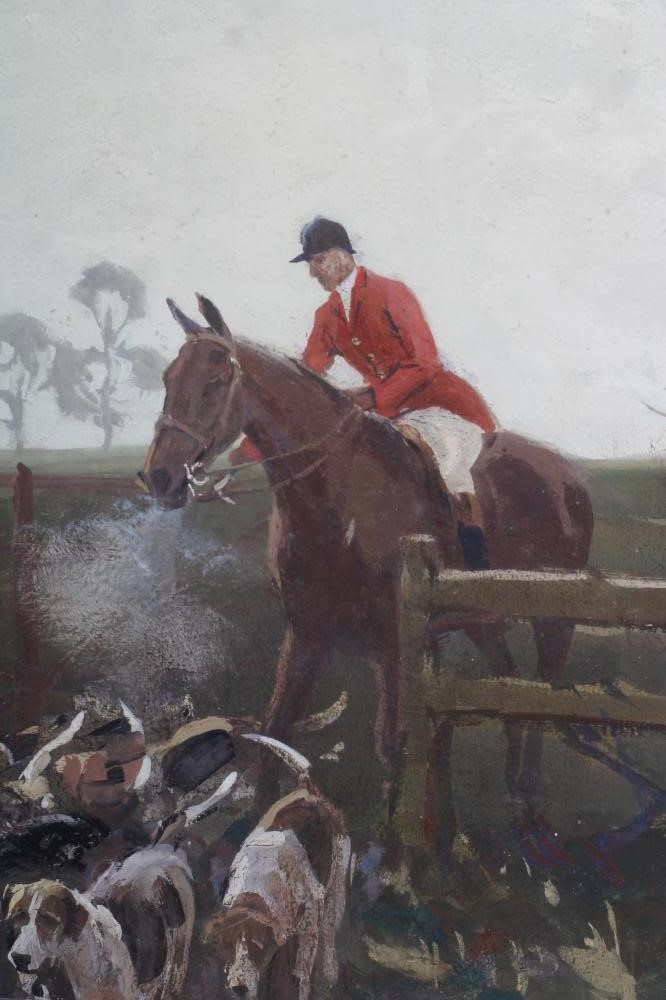 CHARLES WALTER SIMPSON R.I. (1885-1971) "A Frosty Morning", gouache, signed, inscribed on mount, 14" Image