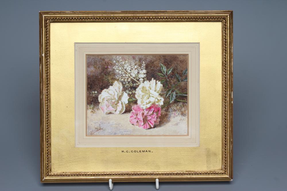 HELEN CORDELIA ANGELA COLEMAN R.S.W. (1847-1884) "Pinks", watercolour, signed, Rodman's Gallery Image