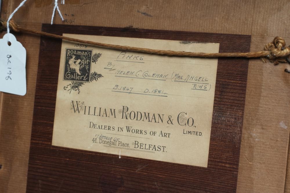 HELEN CORDELIA ANGELA COLEMAN R.S.W. (1847-1884) "Pinks", watercolour, signed, Rodman's Gallery Image