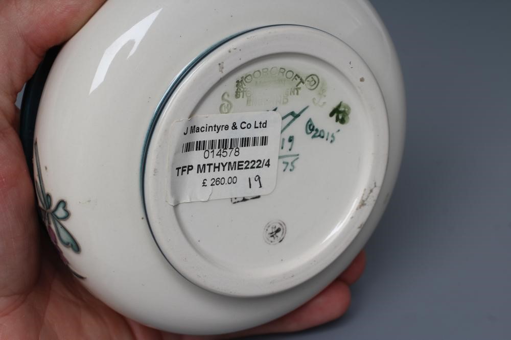 A MOORCROFT POTTERY MEADOW THYME PATTERN BOX AND COVER Image