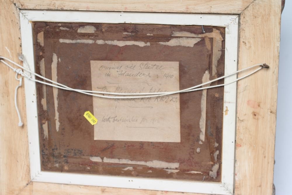 CHARLES JOHN DE LACY (1856-c.1936) Canal Scene Flanders, oil on board, signed, inscribed label to Image