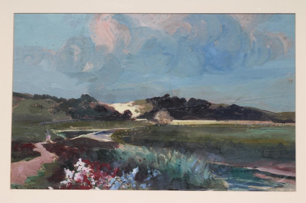 HAL HURST (1865-1938) Estuary Scene, oil on paper, signed, 10 3/4" x 17", gilt frame (Est. plus 24% Image