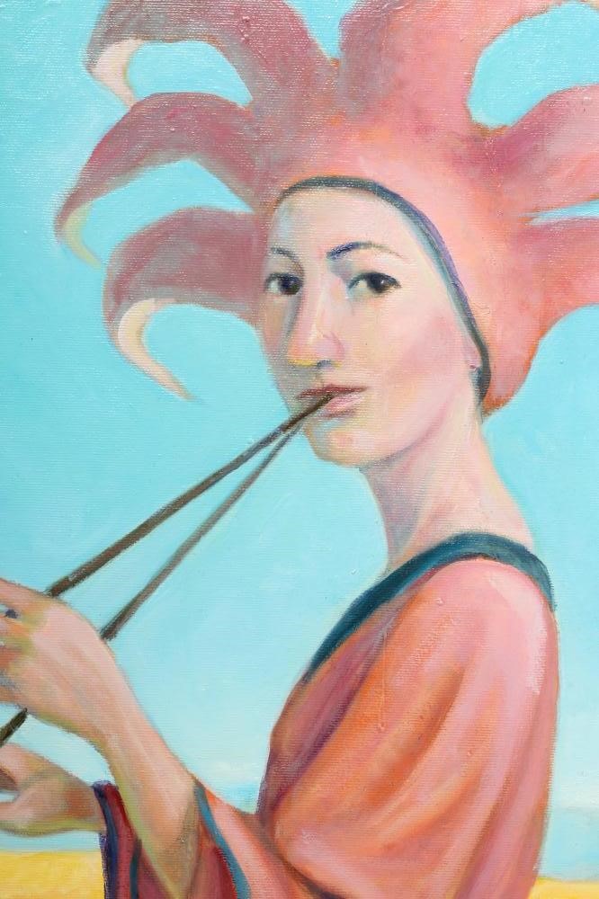 CLAUDIO GIULIANELLI (Italian b.1956) The Flute Player, oil on canvas, signed, 27 1/2" x 19 1/2", Image