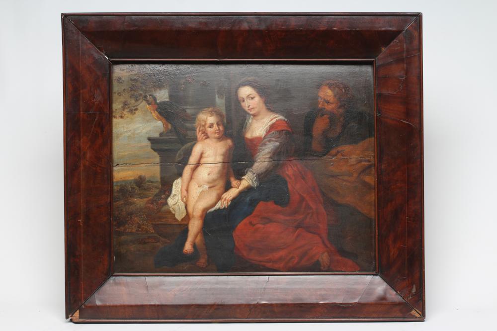 AFTER PETER PAUL RUBENS (1577-1640), 19th century, "Madonna with the Parrot", oil on board, Image