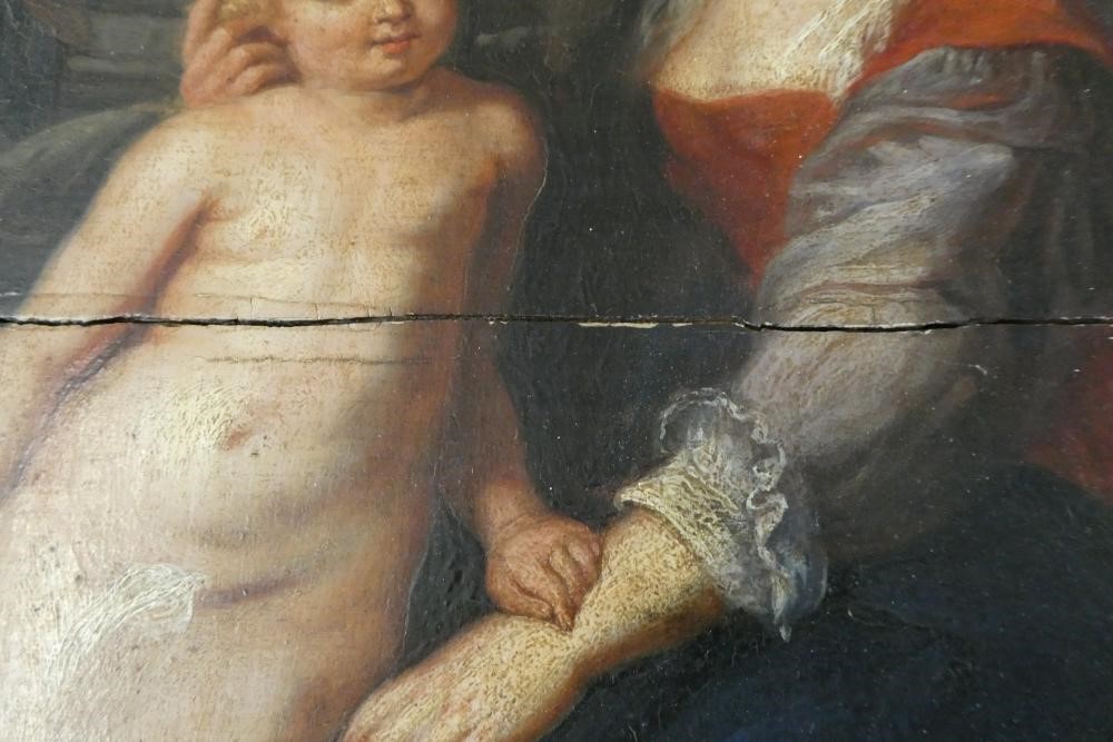 AFTER PETER PAUL RUBENS (1577-1640), 19th century, "Madonna with the Parrot", oil on board, Image