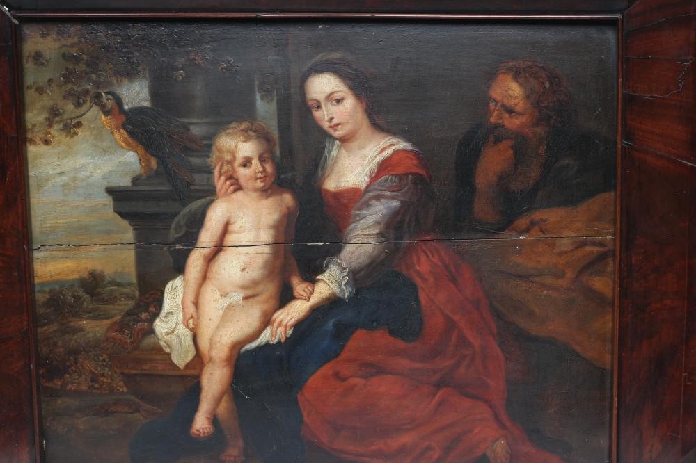 AFTER PETER PAUL RUBENS (1577-1640), 19th century, "Madonna with the Parrot", oil on board, Image