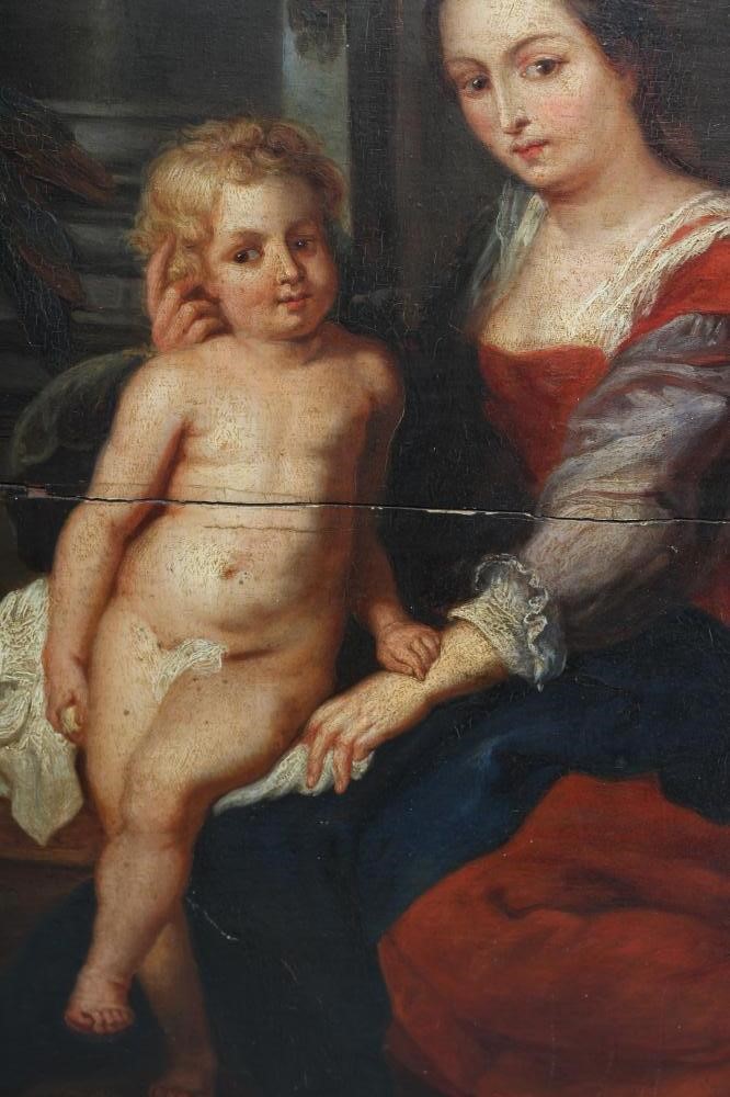 AFTER PETER PAUL RUBENS (1577-1640), 19th century, "Madonna with the Parrot", oil on board, Image
