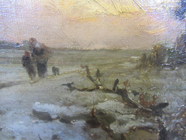 ATTRIBUTED TO LOUIS APOL (Dutch 1850-1936) Winter Snowscene at Dusk, oil on canvas, indistinctly Image