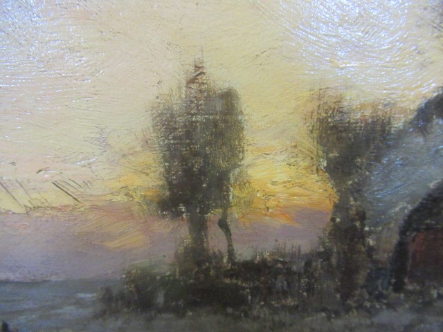 ATTRIBUTED TO LOUIS APOL (Dutch 1850-1936) Winter Snowscene at Dusk, oil on canvas, indistinctly Image