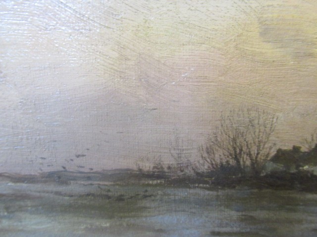 ATTRIBUTED TO LOUIS APOL (Dutch 1850-1936) Winter Snowscene at Dusk, oil on canvas, indistinctly Image