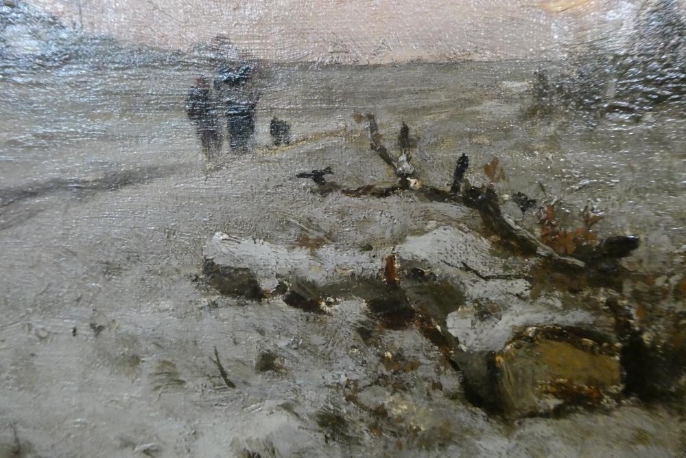 ATTRIBUTED TO LOUIS APOL (Dutch 1850-1936) Winter Snowscene at Dusk, oil on canvas, indistinctly Image