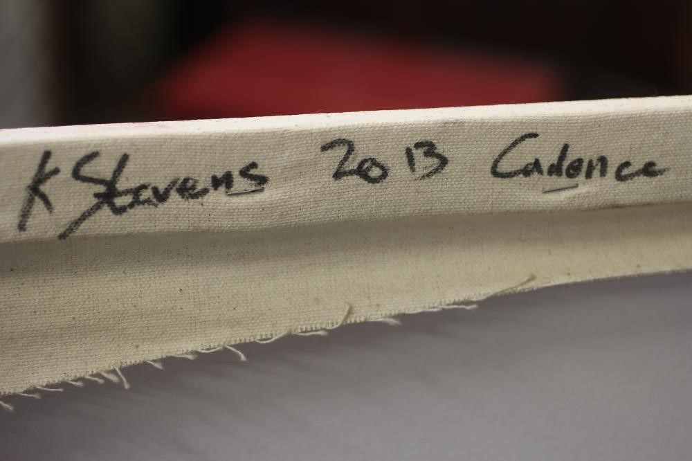 KATHRYN STEVENS (Contemporary) "Cadence", oil on canvas, signed and inscribed to reverse, 50" x 39 Image