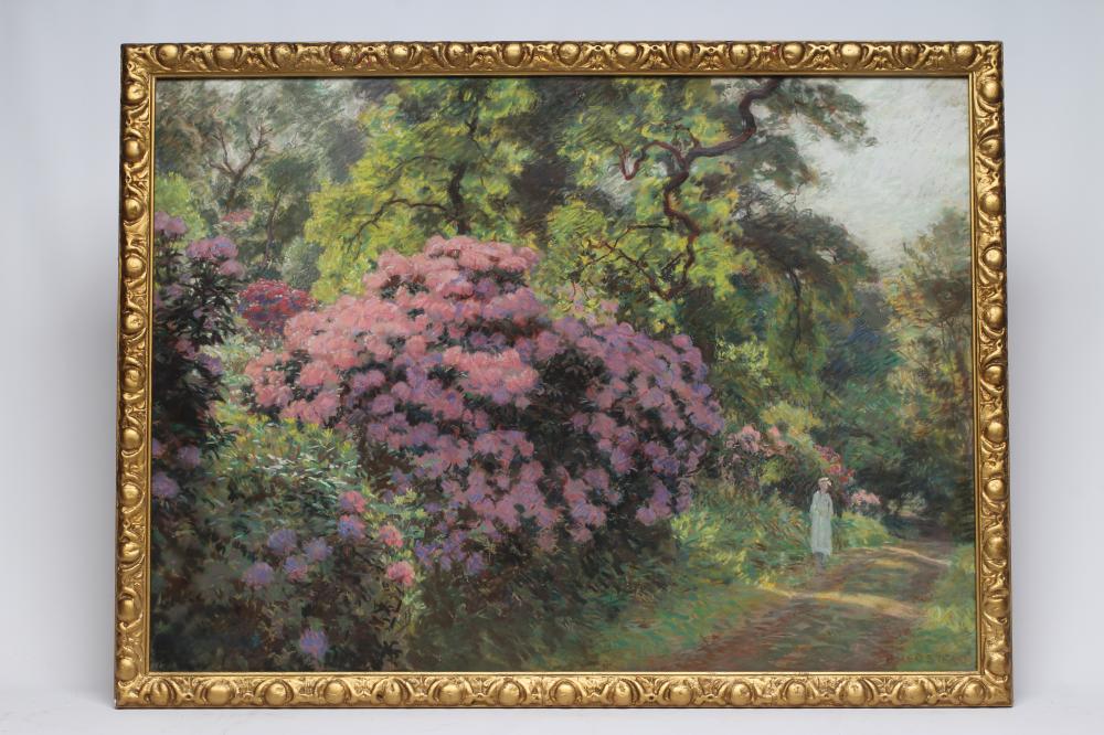 FREDERICK (FRED) STEAD ARCA (1863-1940) The Rhododrendon Walk, pastel, signed, 22" x 29 1/2", gilt Image